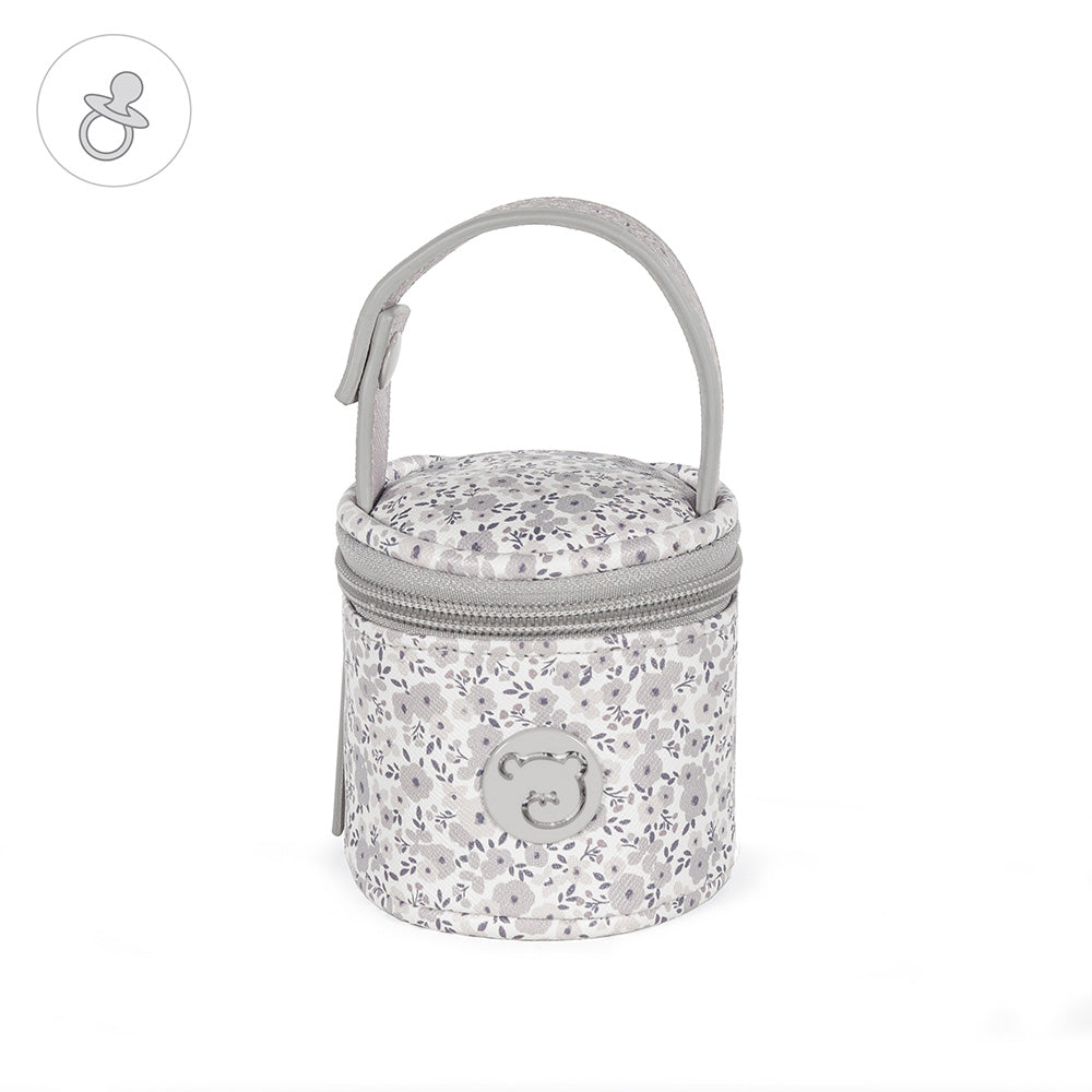 FUNDA PARA CHUPETES FLOWER GRIS- PASITO A PASITO