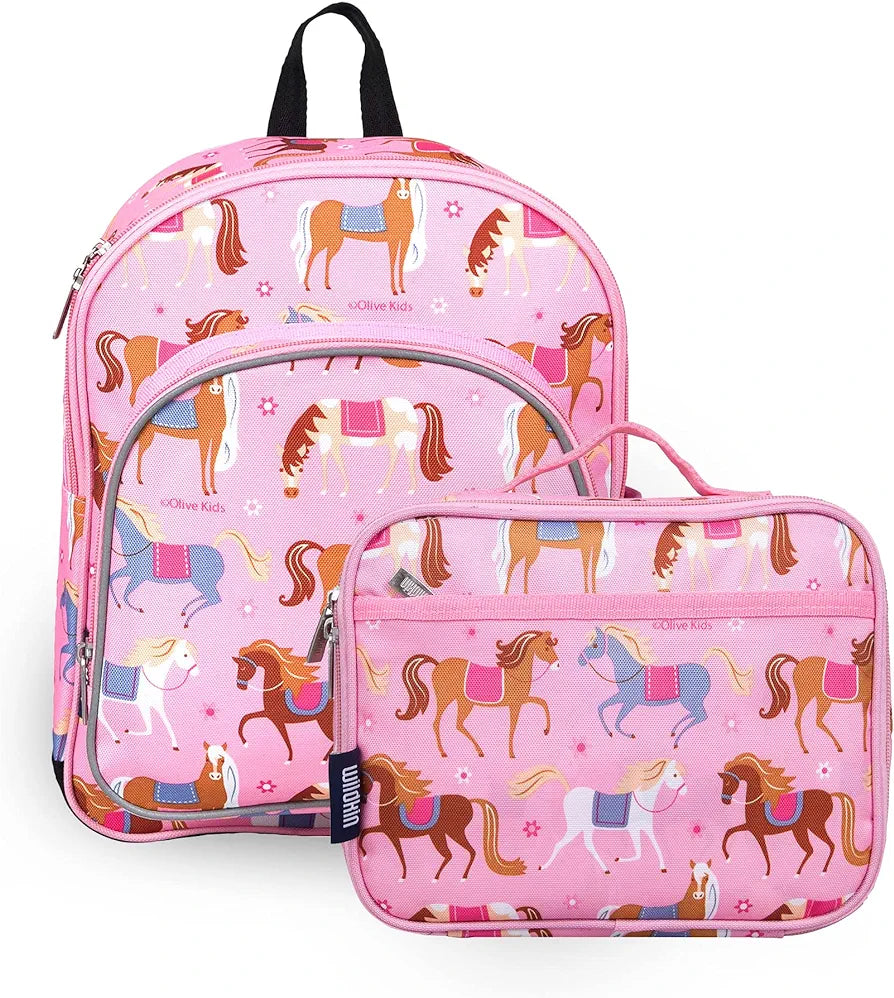 MOCHILA Y LONCHERA DE CABALLO ROSA- WILDKIN